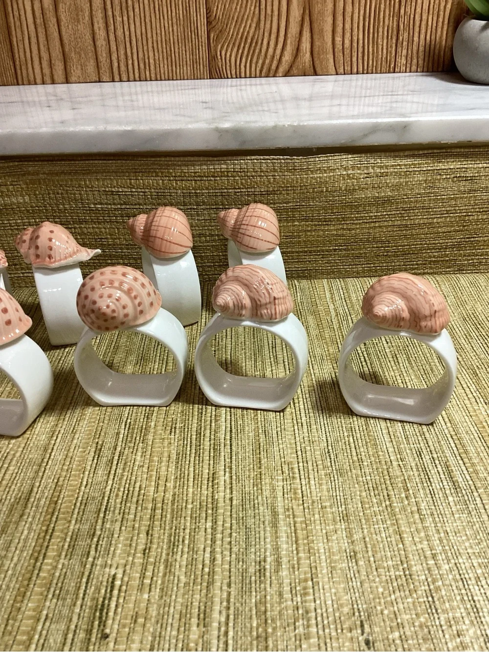 Vintage Ceramic Shell Napkin Rings set of 8